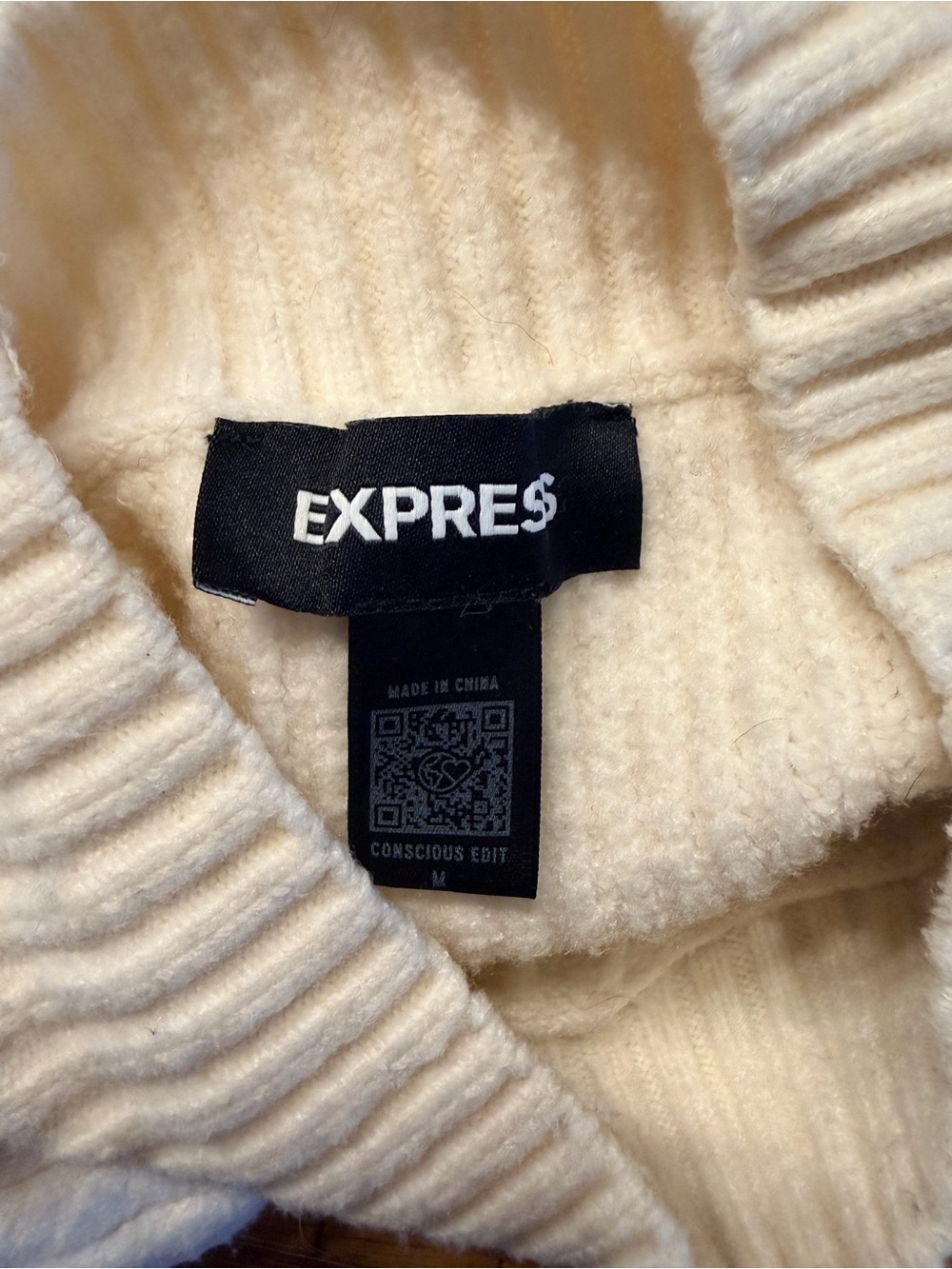 Express Women’s Cream Cable Knit Sweater with Cutouts, Size Medium. - Picture 7 of 8